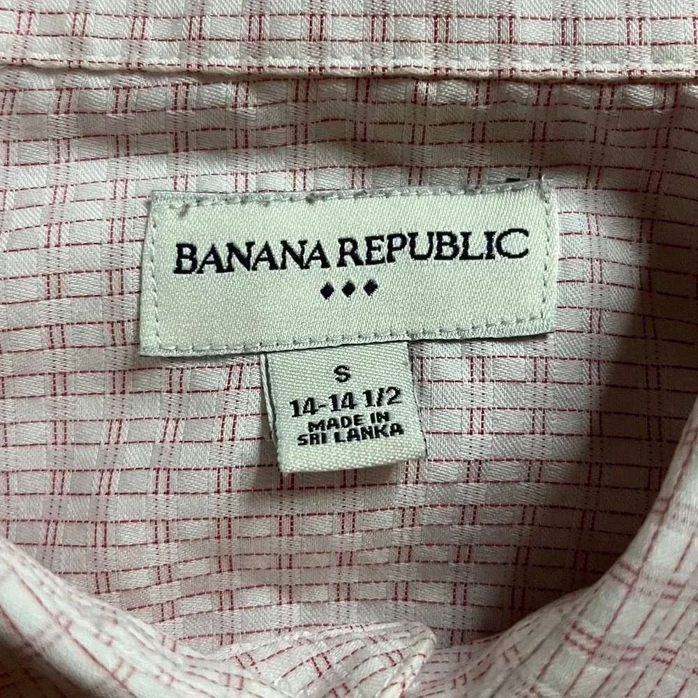 Banana Republic Mens Small Red White Grid Button Down Shirt 100% Cotton Fall 09